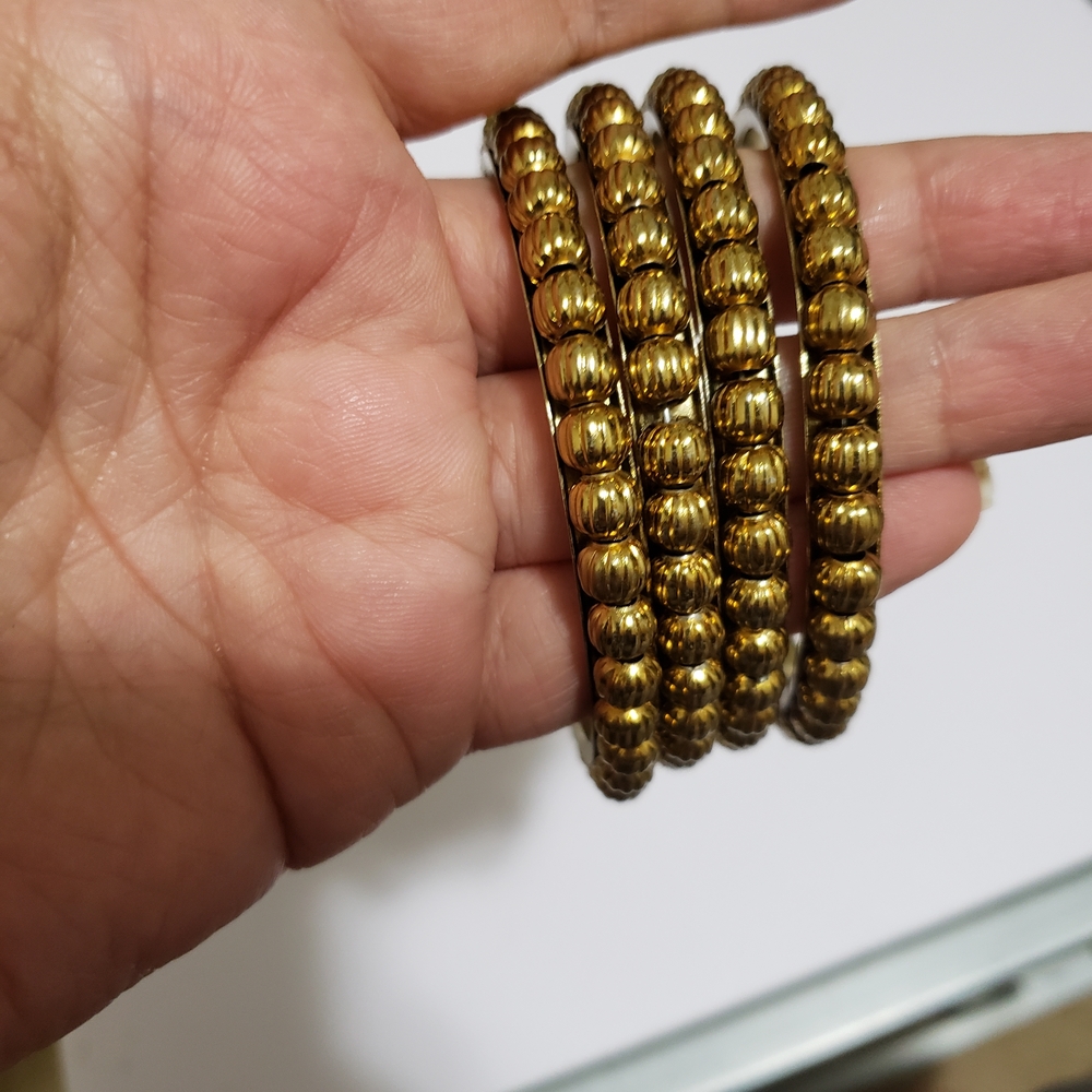Chic Gold Beaded Bracelet Set